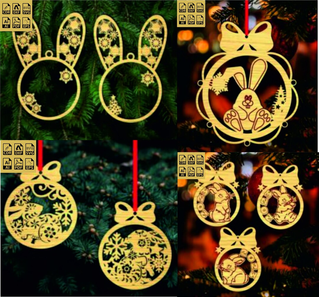 Laser Cut Easter Bunny Ornament SVG DXF - Glowforge Template (digital ...