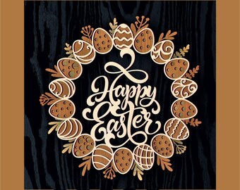 Layered Easter Egg Wreath SVG: Laser Cut Sign (Digital Download)