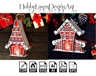 Christmas Houses Laser Cut File: 3mm Vector Model (Digital Download)