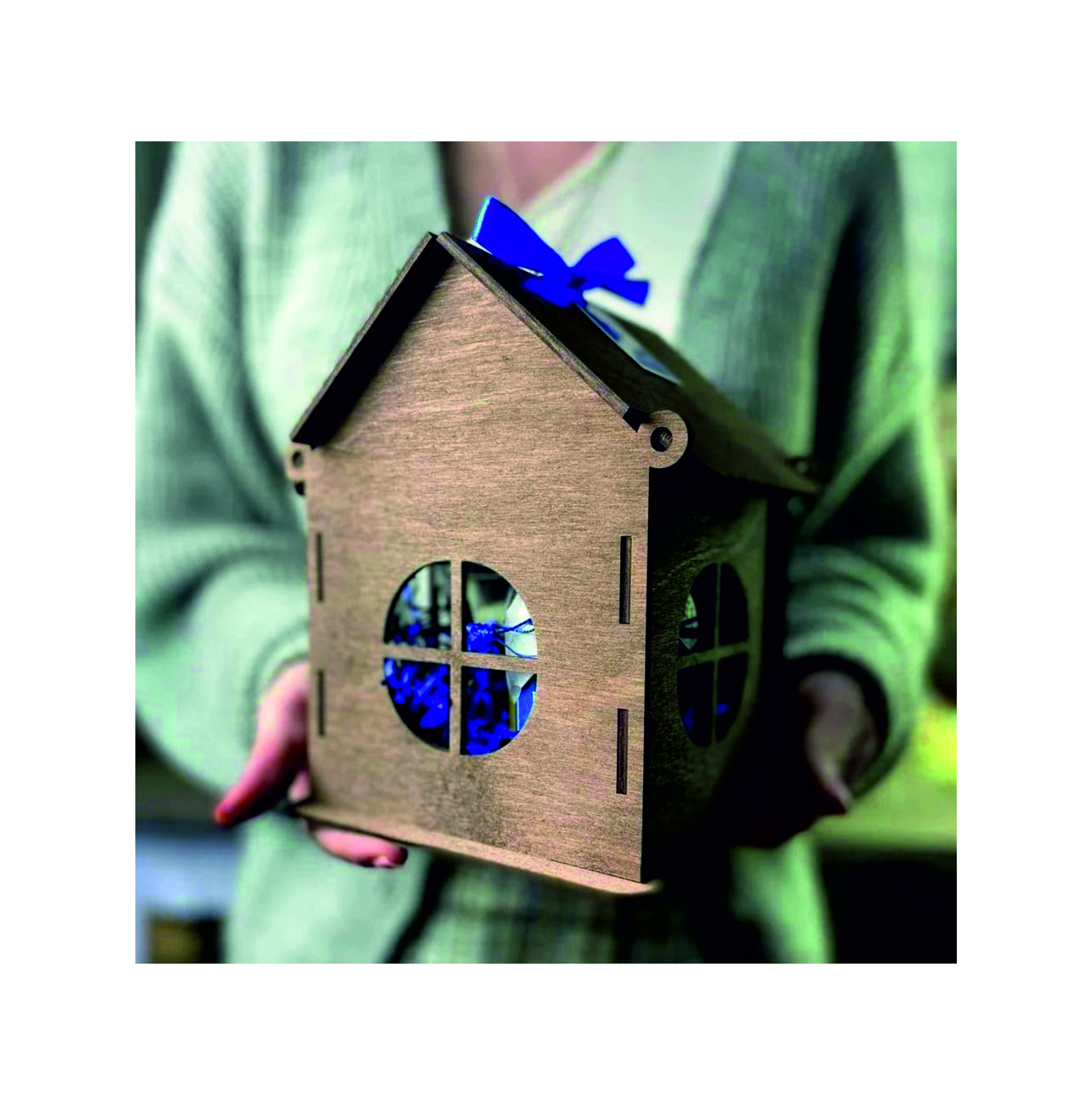 Laser Cut House Shaped Gift Box 3mm and 4mm vector template glowforge cnc house gift svg house shaped dxf download DXF cdr SVG ai PDF eps