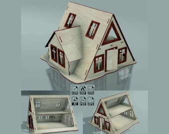 House Laser Cut File: 4mm Scale Model (SVG DXF PDF)
