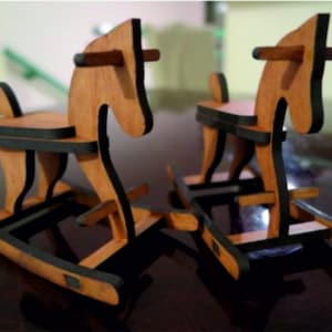 Laser cut Holz Schaukelpferd Modell für Kinder dxf , Schaukelpferd svg , Holzstuhl svg , Glowforge Vektor Vorlage Laser cut