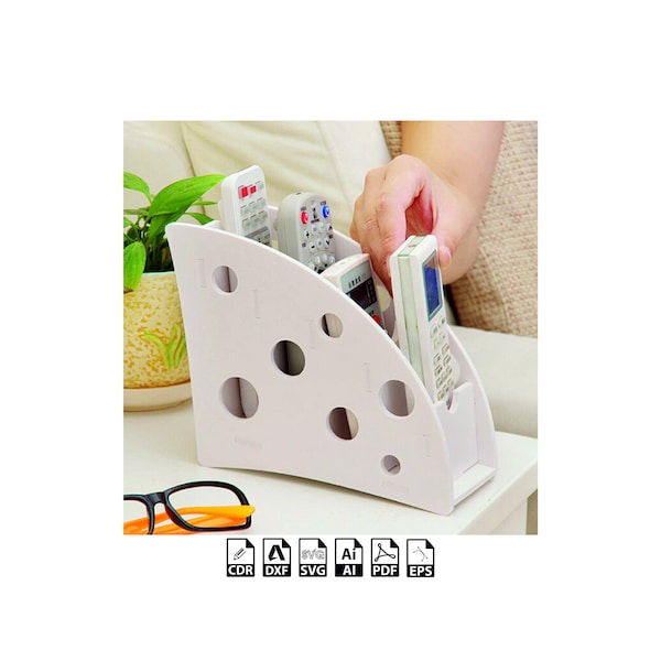 Phone Remote Control Organizer Holder Laser Cut Desk Remote Control Holder Storage Box 4mm and 8mm TV DVD VCR Storage Box svg dxf  cdr file