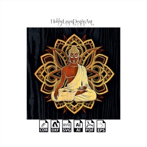 Meerlaagse Boeddha meerlaagse frame kunst aan de muur lasergesneden mandala svg mandala lasergesneden vectortekening CDR dxf SVG ai pdf-bestand