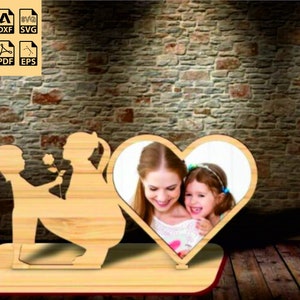 Mother&#39;s Day Photo Frame Laser Cut mothers day svg file mother&#39;s day stand dxf file mothers day glowforge mother&#39;s day gift mom svg download
