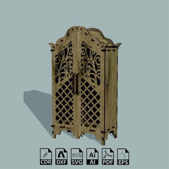 Laser Cut Dollhouse Closet: Barbie Wardrobe SVG DXF CNC (Digital File)
