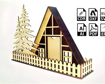 Laser Cut Christmas Photo Frame: Vector File (Digital Download)