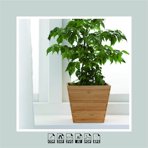 Houten bloempot svg bestand laser gesneden glowforge svg vector sjabloon bloemendoos download bestand vaas laser gesneden DXF cdr SVG ai PDF eps bestand