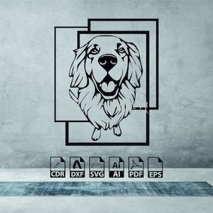 Laser Cut Golden wall art svg file golden dog dxf wallart glowforge wall decor cdr metal and wood wall art download SVG cdr DXF ai PDF eps