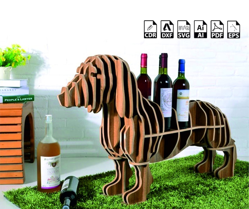 Dachshund Dog Wine Rack Laser Cut File Minibar Bottle Holder Etsy