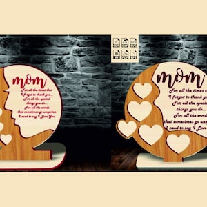 Mother&#39;s Day Stand Laser Cut mother&#39;s day gift svg mother dxf mother&#39;s day glowforge vector template 3mm download CDR svg DXF ai PDF eps