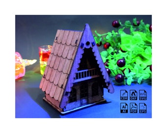 Laser Cut Christmas House SVG File: 3mm Wood Plywood DXF (Digital Download)