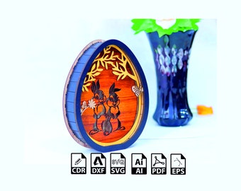Easter Bunny Lamp Laser Cut File: Glowforge Decoration (Digital Download)