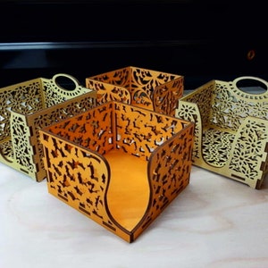 Portatovaglioli svg, portatovaglioli in legno file tagliato al laser, scatola per tovaglioli in compensato dxf glowforge Scatola per tovaglioli Inkscape svg dxf cdr ai pdf file eps