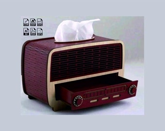 Retro Radio Napkin Holder Laser Cut File (SVG, DXF, PDF)
