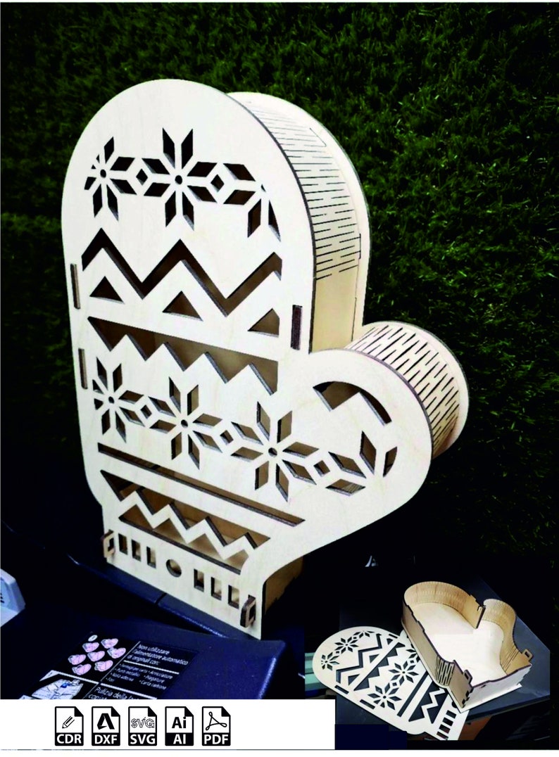 Mitten Box Pattern Mitten Gift Box SVG File: Laser Cut Plywood Template (3mm & 4mm) - Etsy