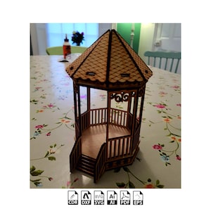 Holz Bandstand Laser Cut 3mm Bandstand svg Bandstand dxf Datei Glowforge House cnc Plan Vektor Template Dollhouse DXF cdr SVG ai PDF eps