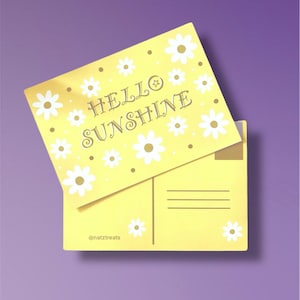 Sunshine / Cartoline / Stampe carine / Illustrazione / Idee regalo / Cartoline / Hello Sunshine / Biglietti / Biglietto / Felice / Floreale / Citazioni felici
