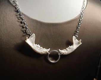 Gothic Bone Jaw Necklace - Dark Fantasy Jewelry