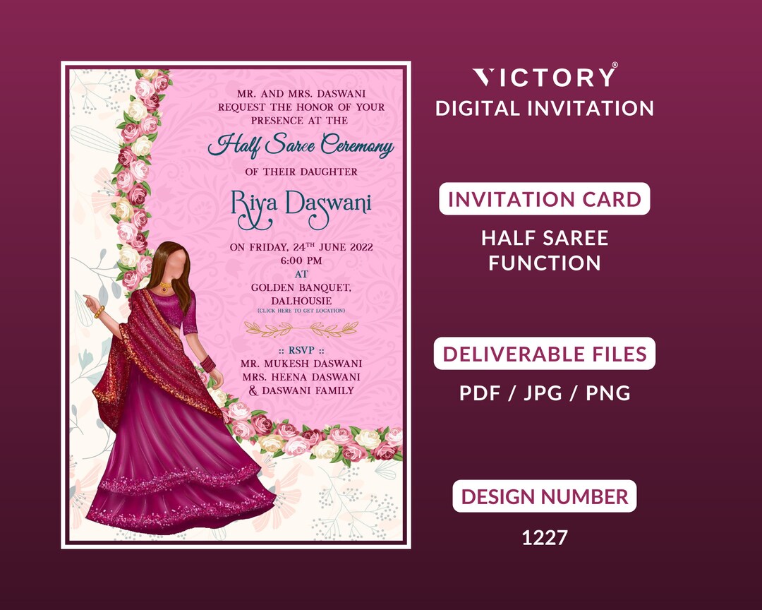 Buy Half Saree Ceremony Digital Invitation Card Einvite Online in