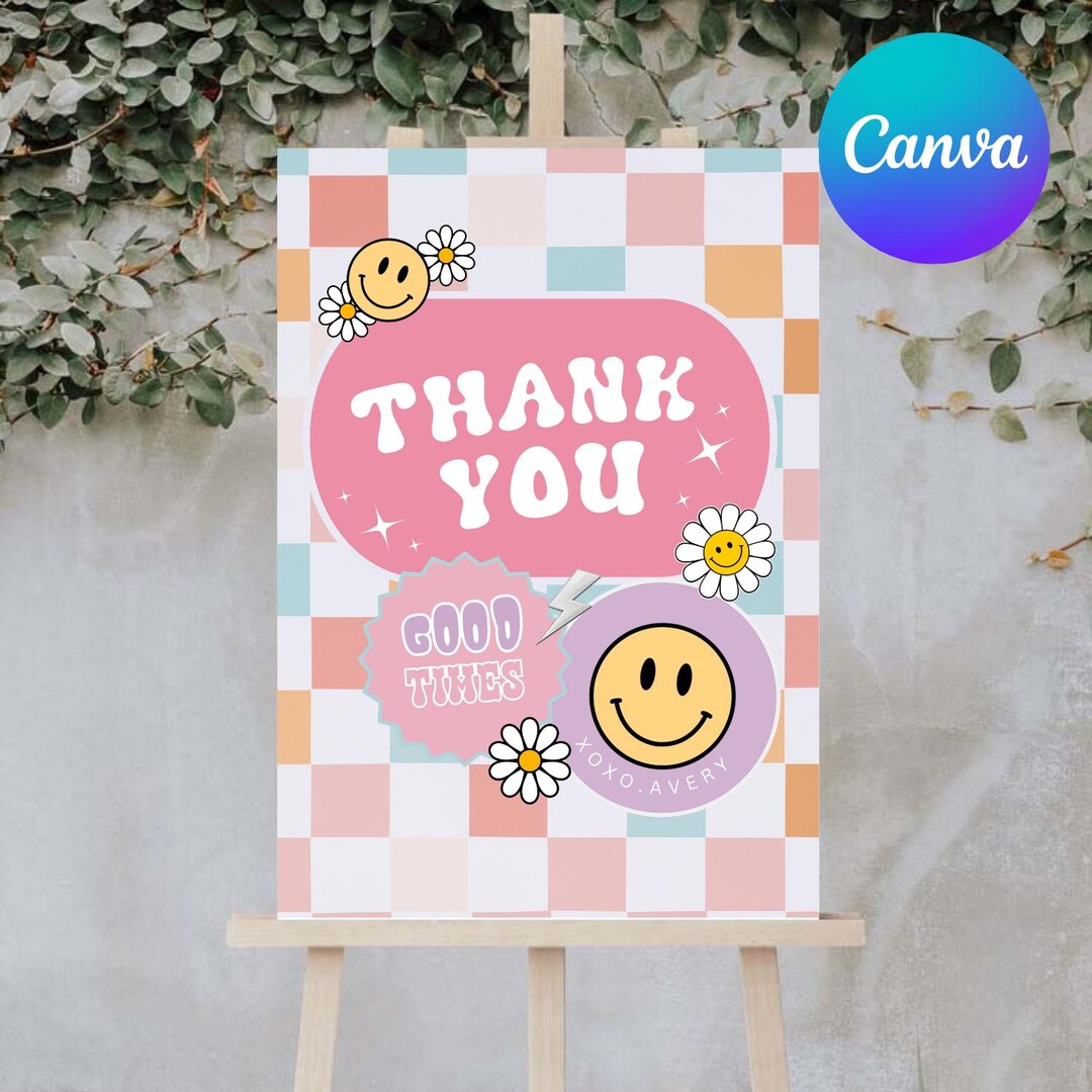 Thank You Card | Editable Fun Template | Party Favor Card | DIY Canva ...
