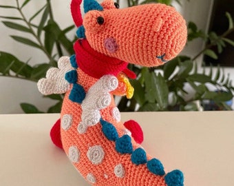 Jouet amigurumi dragon, jouet en peluche au crochet fait main, poupée en tricot, dragon artisanal, jouet pour enfants