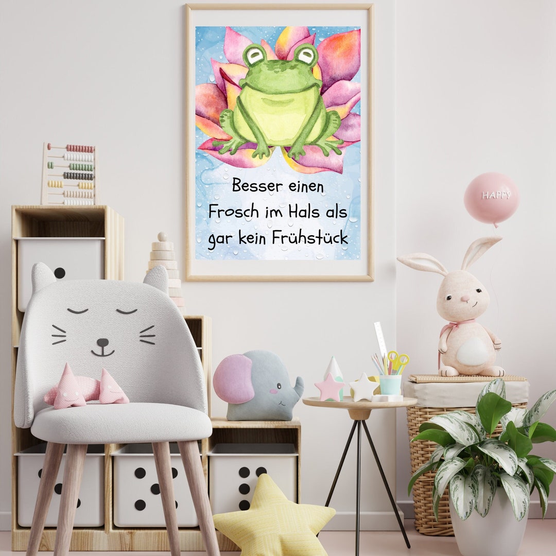 Wandbild Kinderzimmer Lustiger Spruch Frosch Wall Art Etsy