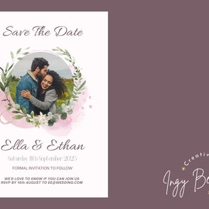 DRUCKBARE und DIGITALE Save the Date - Personalisiert - A5 Postkarte - Hochzeit Save the Date - Digital Download - pdf, png, jpg, mp4 video