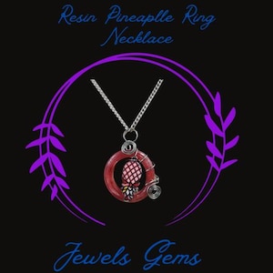 Upside down pineapple pendant necklace with Resin ring.  Lifestyle Jewelry collection. Discrete, subtle, affordable and fun.