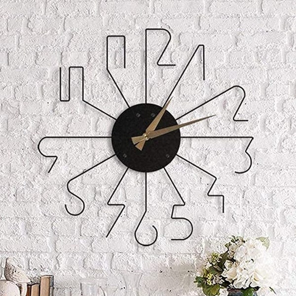 Black Minimalist Silent Oversize Clock, Paris Wall Clock, Unique Art Home Decor Metal Wall Art Horloge Murale Housewarming Gift Large Clock