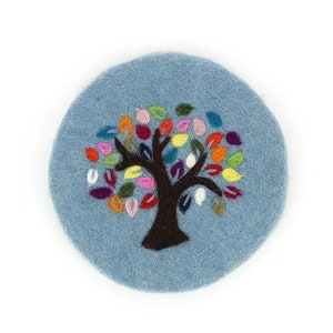 Tree of Life FELT coaster Ø21cm - Various colours - Trivet made of wool felt, Fairtrade from Nepal,