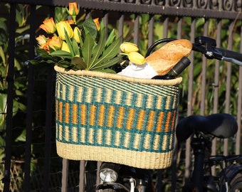 Fietsmand AMSTERDAM, steppegras, handgemaakte unieke stukken, kleuraanvraag mogelijk!