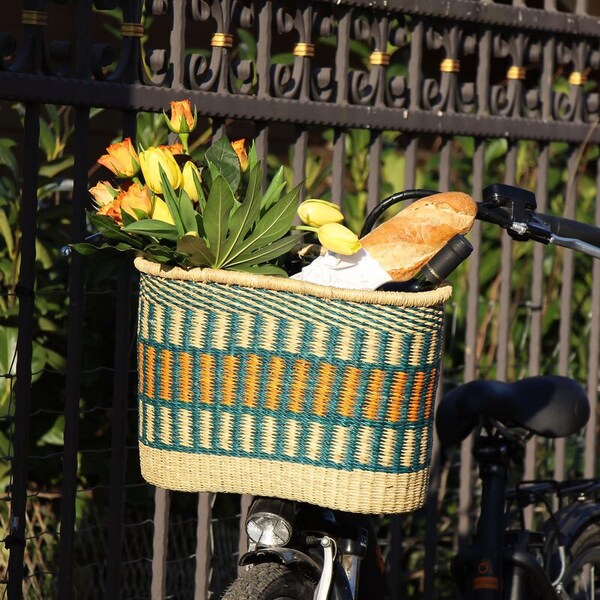 Cesta para bicicletas AMSTERDAM, hierba esteparia, piezas únicas hechas a mano, ¡posibilidad de solicitar color!