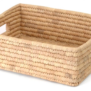 Handmade basket SQUARE, palm leaf three sizes, square with handles Storage, order, fair trade from Bangladesh, sustainable & fair image 3