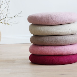 Seat cushion made of FELT, 100% natural material, 38 cm ROUND many colors, felt with wool filling, fair trade & handmade from Nepal image 1