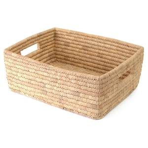 Basket SQUARE Large, palm leaf 39 cm x 29 cm Square with handles | Storage, organization, shelf, Fairtrade from Bangladesh