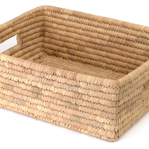 Handmade basket SQUARE, palm leaf three sizes, square with handles Storage, order, fair trade from Bangladesh, sustainable & fair image 4