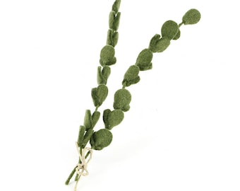Fiore di EUCALIPTO in feltro, lunghezza 36 cm, commercio equo e solidale realizzato a mano da Kathmandu in Nepal