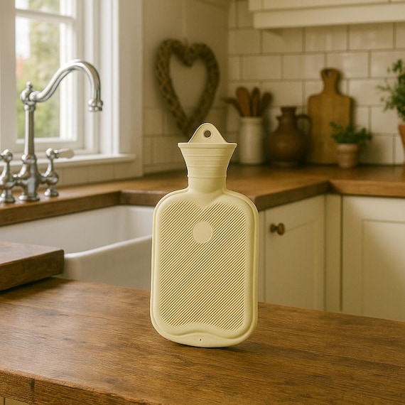 Wärmflasche WEISS Kautschuk, 2 Liter | Passend für unsere Wärmflaschenhüllen aus Wollfilz