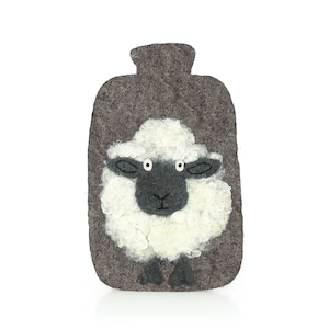 Hot water bottle cover SHEEP made of 100% felt, cover for hot water bottles up to 2 liters, children&#39;s hot water bottle cover, cute bottle cover, Fair Trade Nepal