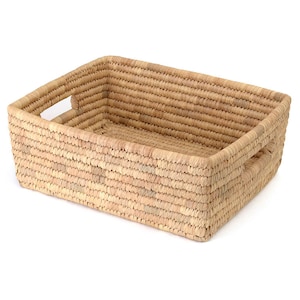 Basket SQUARE Medium, Palm Leaf 36 cm x 26 cm Square with Handles | Storage, Organization, Shelf, Fairtrade from Bangladesh