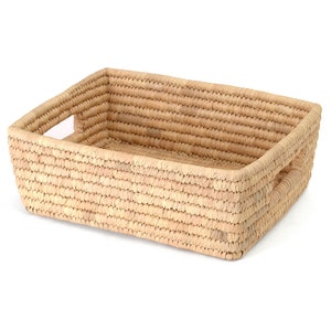 Basket SQUARE small, palm leaf 33 cm x 23 cm square with handles | Storage, order, shelf, fair trade from Bangladesh