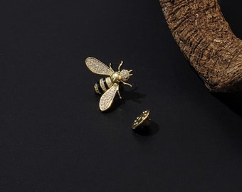 Broche petite abeille faite main, insignes minimalistes insectes en plaqué or 14 carats, broche petite abeille unique vintage