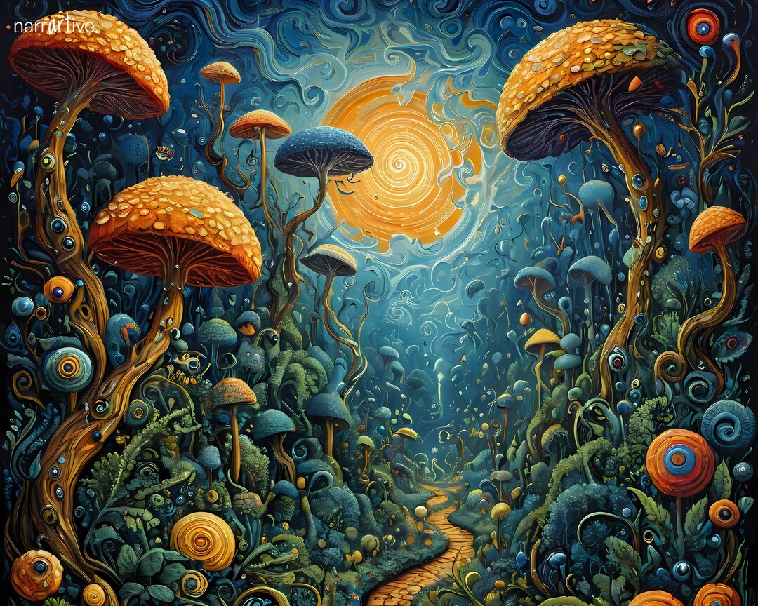 Fantasy Mushroom Wall Art – Surreal Forest Print, Glowing ...