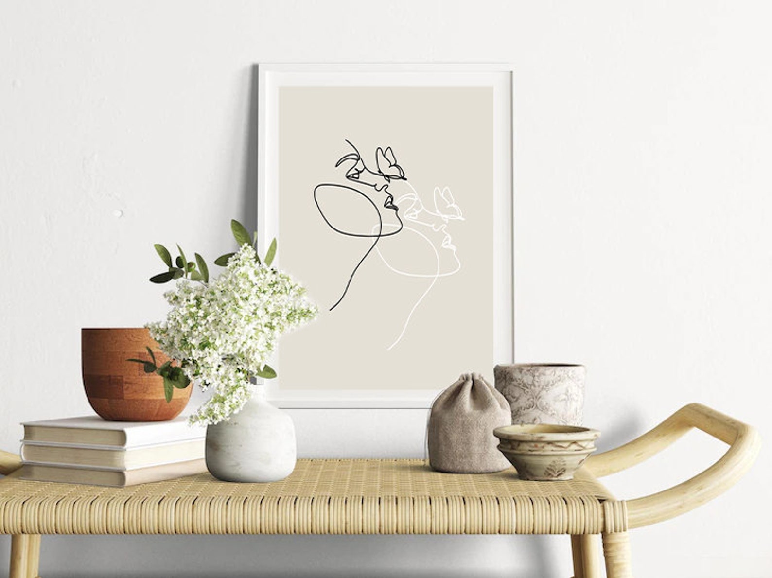 Feminine Line Art Butterfly Kisses Etsy