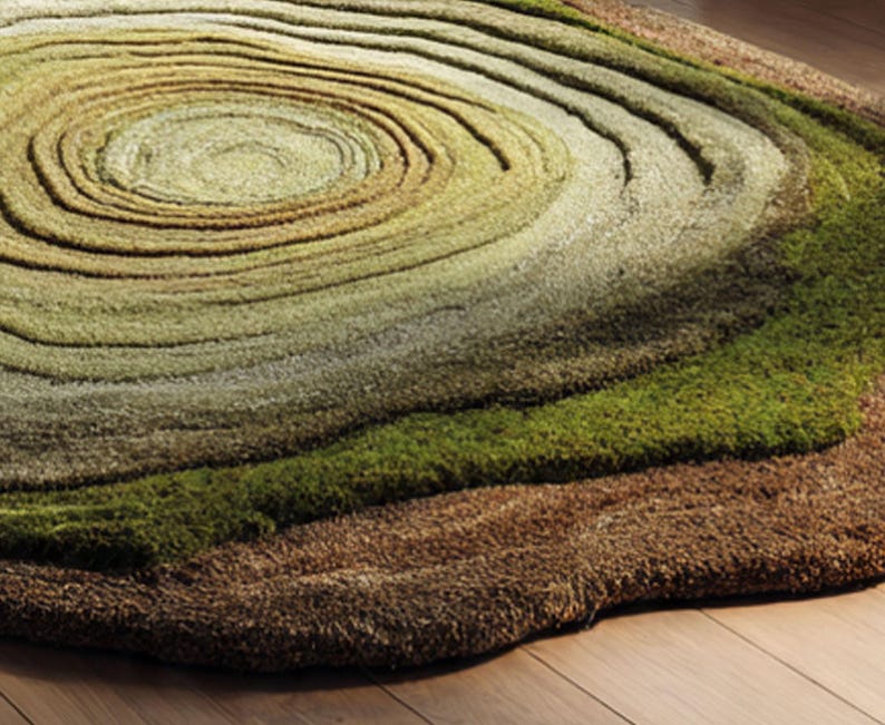 Green Moss Tufted Rug: Botanical Biophilic Home Decor - Etsy