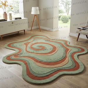 Hand-Tufted Wool Rug: Abstract Amoeba Design, Modern Nursery Decor