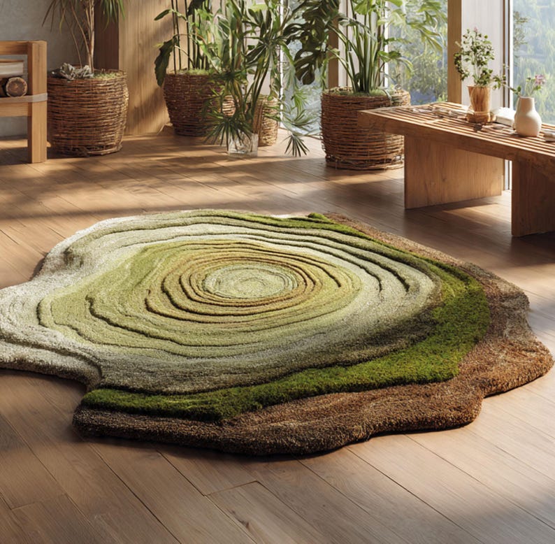 Organic Green Rug Green Moss Tufted Rug: Botanical Biophilic Home Decor - Etsy