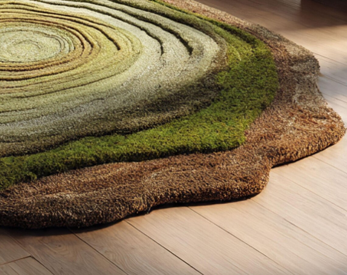Green Moss Tufted Rug: Botanical Biophilic Home Decor - Etsy