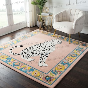 Handmade Tibetan Tiger hand tufted Rug Animal Print 100% Woolen Area rug for living room, bedroom, kids room, home decor,